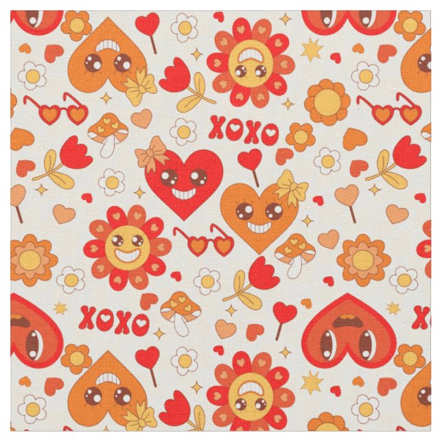Tissu 1960 super pop art valentines champignons (Fermer)