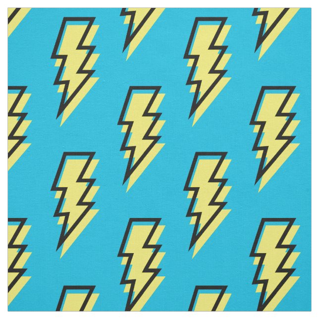 Tissu 1980/1990 Neon Blue Yellow Lightning Motif (Échantillon)