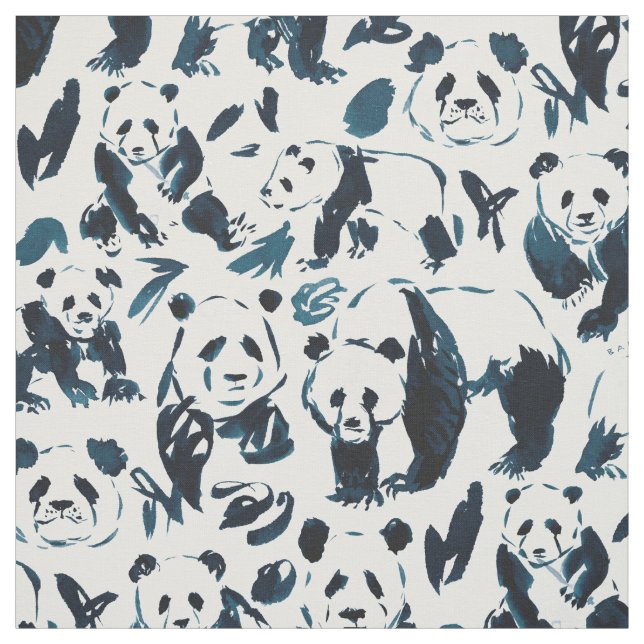 Tissu 1-2-3 PANDAS Pandas Sketchy mignons (Échantillon)