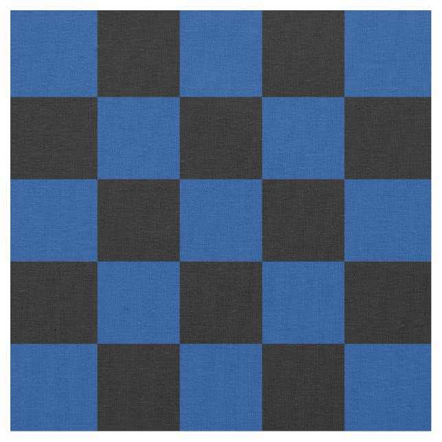 Tissu 1 pouce de damier noir et bleu profond (Fermer)