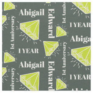 Tissu 1er Anniversaire Mariage vert perdot gem personnal