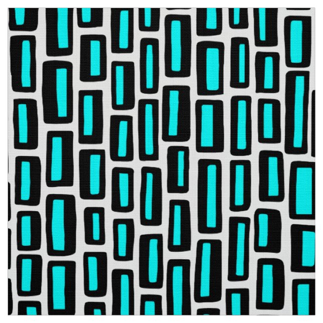 Tissu 200515 - Noir et Cyan en blanc (Échantillon)