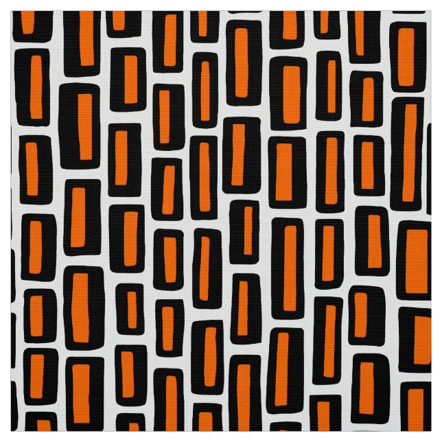 Tissu 200515 - Noir et orange sur le blanc (Échantillon)