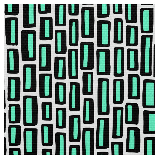 Tissu 200515 - Noir et turquoise sur le blanc (Échantillon)