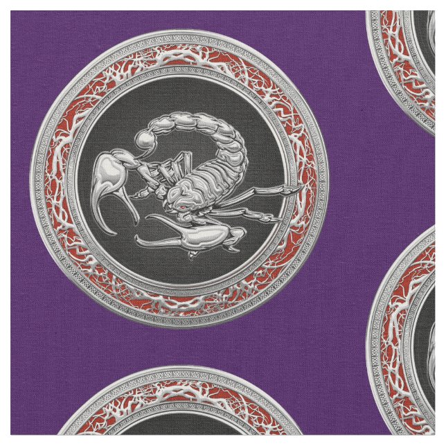Tissu [220] Scorpion d'argent sacré sur noir (Fermer)