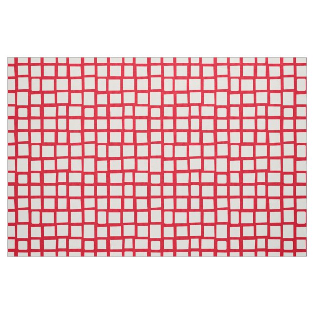 Tissu 270215 Rectangle irrégulier - Blanc sur rouge e600 (Fat Quarter)