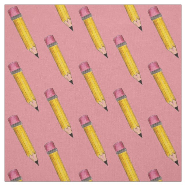 Tissu #2 Pencil Sharp Rose Yellow School Enseignant angl (Échantillon)