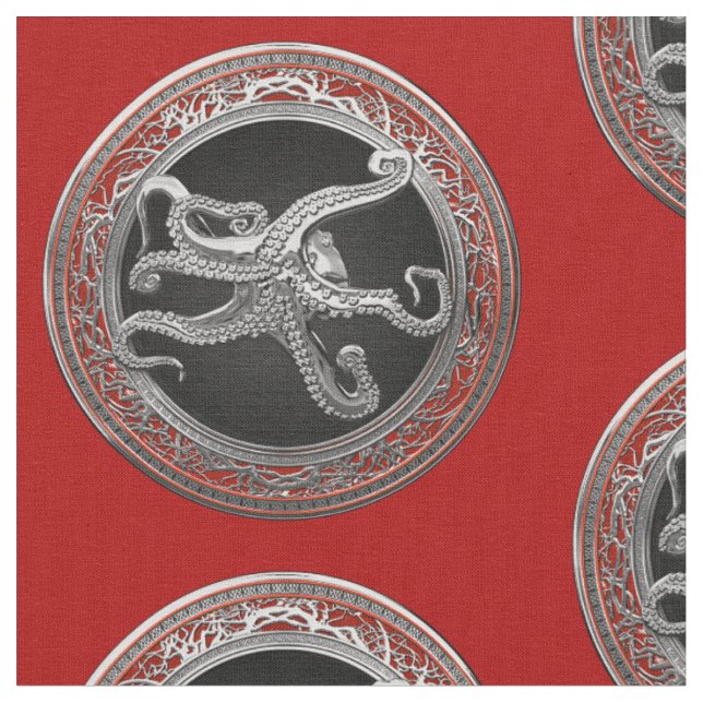 Tissu [300] Octopus d'argent sacré en posture défensive (Fermer)