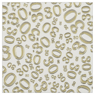 Tissu 30e anniversaire Gold/White Random Number Motif