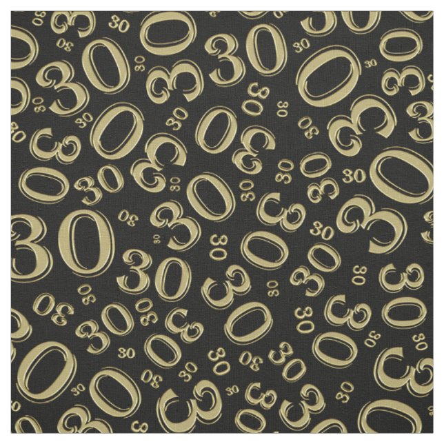 Tissu 30e anniversaire Noir/Or Random Numéro Motif (Échantillon)
