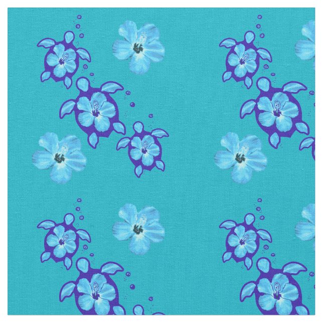 Tissu 3 tortues de Honu de bleu d'océan (Fermer)
