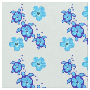 Tissu 3 tortues de Honu de bleu d'océan