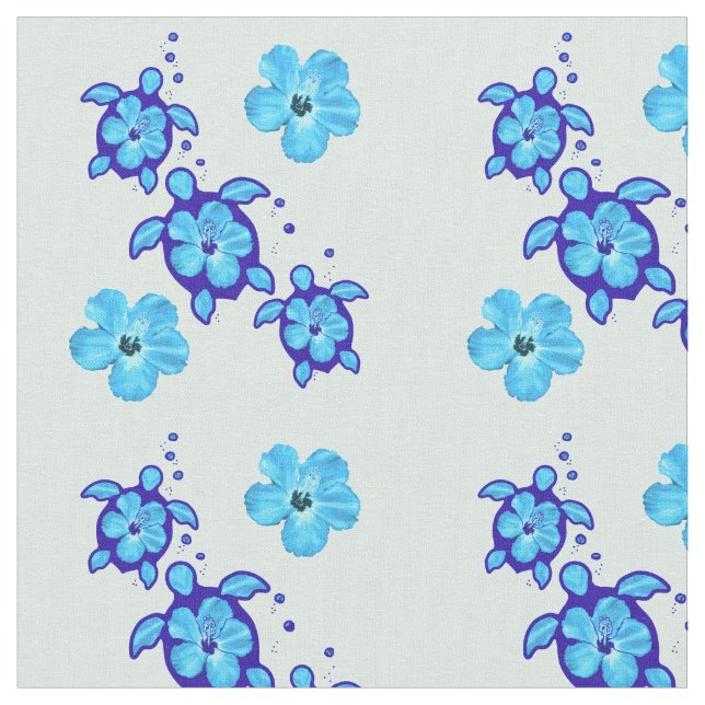 Tissu 3 tortues de Honu de bleu d'océan (Fermer)