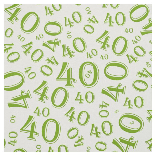 Tissu 40e anniversaire Cool Numéro Motif Vert/Blanc (Échantillon)