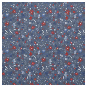 Tissu 4 juillet, Indépendance Patriotique Rouge Bleu Ble