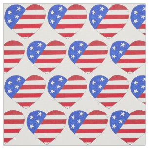 Tissu 4 juillet Patriotic American Flag Heart USA Love