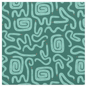 Tissu (4 po) Motif de serpent vert