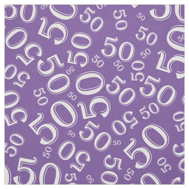 Tissu 50e anniversaire Cool numéro Motif violet/blanc (Échantillon)