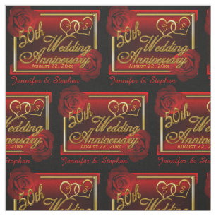 Tissu 50e anniversaire Mariage d'or en rose