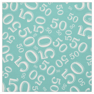 Tissu 50e anniversaire Turquoise Motif de numéro aléatoi