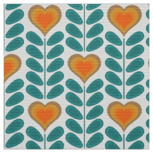Tissu 60s les années 70 mod rétro fleurs cardiaques v1