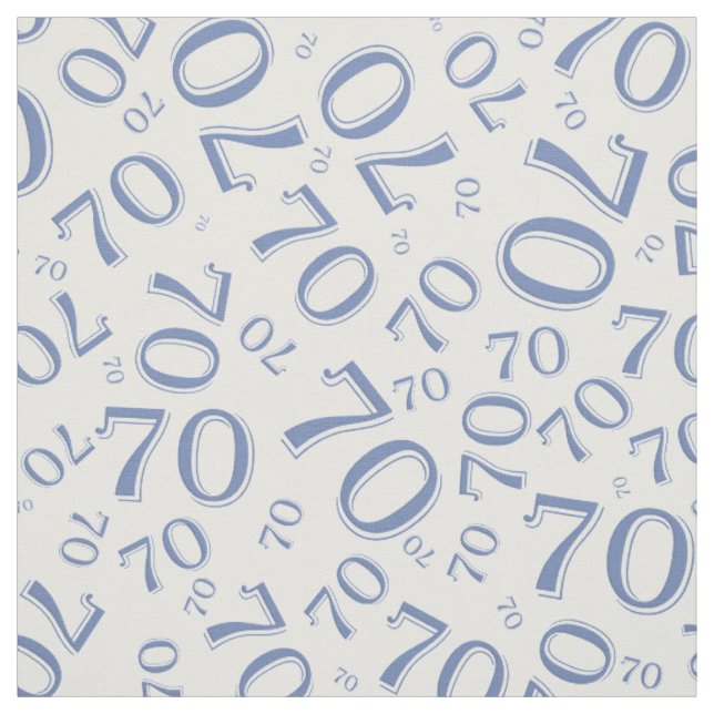 Tissu 70e Cool Numéro Motif bleu et blanc 70 (Échantillon)