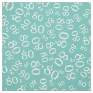 Tissu 80e anniversaire Random Number Motif Turquoise 80