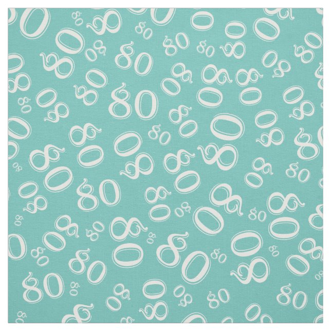Tissu 80e anniversaire Random Number Motif Turquoise 80 (Échantillon)