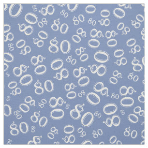Tissu 80e Cool Numéro Motif bleu et blanc 80