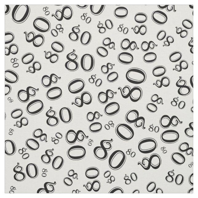 Tissu 80e Cool Numéro Motif noir et blanc 80 (Échantillon)