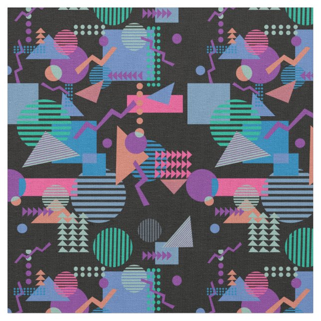Tissu 80s Memphis style Black print Geo (Fermer)