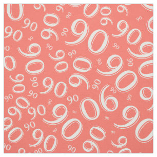 Tissu 90e Cool nombre aléatoire Motif coral/blanc 90