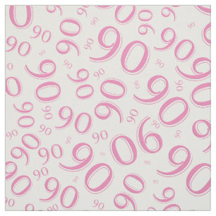 Tissu 90e Cool nombre aléatoire Motif rose/blanc 90