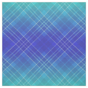 Tissu 90s Bright Plaid Motif Aqua Blue Ombre Unisex