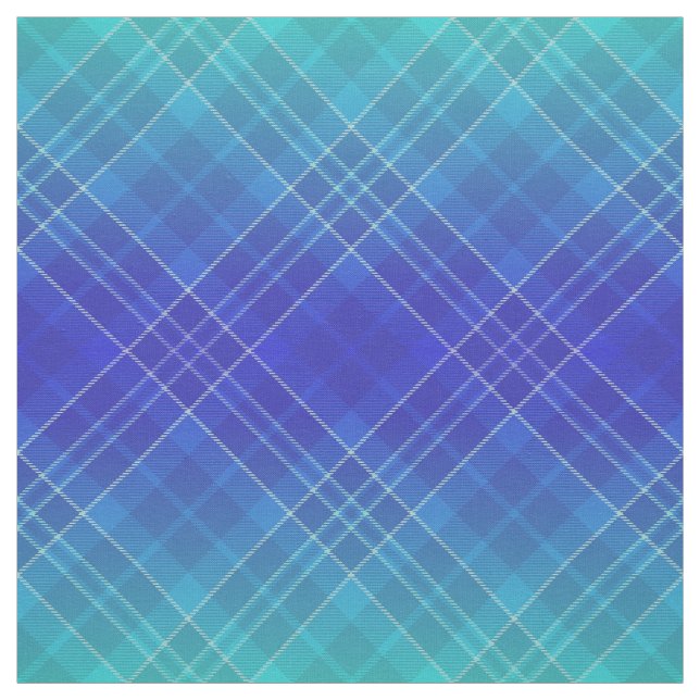 Tissu 90s Bright Plaid Motif Aqua Blue Ombre Unisex (Échantillon)