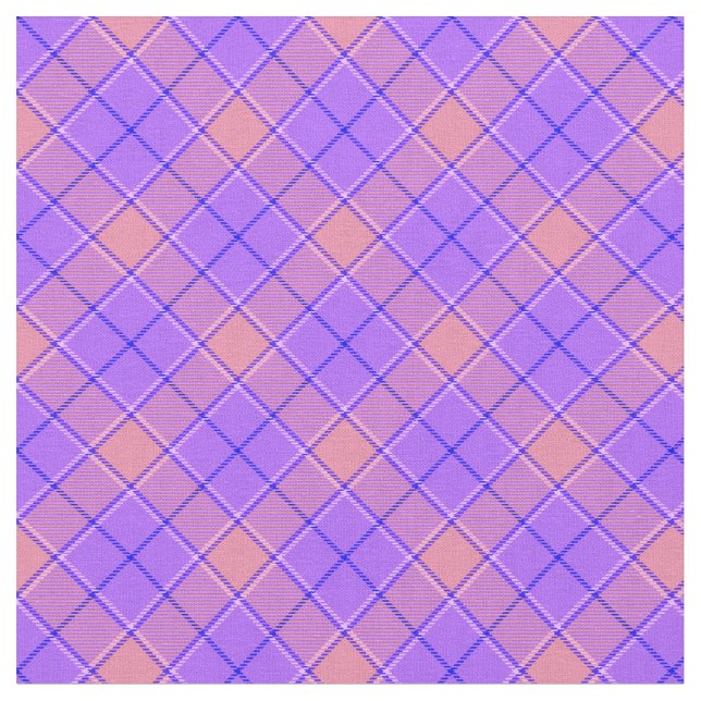 Tissu 90s Inspiré Slanted Plaid Bright Purple Motif (Fermer)