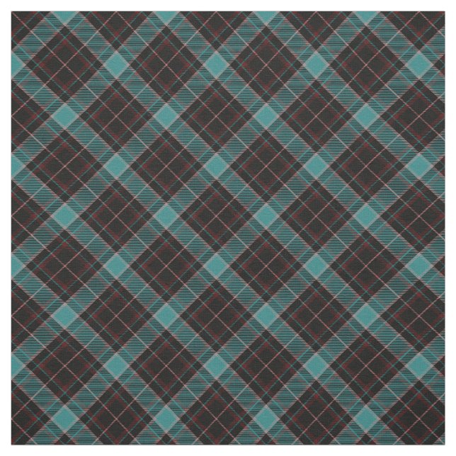Tissu 90s Plaid Motif Abstrait Black Turquoise foncé Gru (Échantillon)