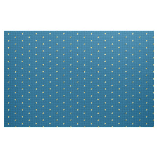 Tissu à carreaux Houndstooth bleu avec accent doré (Fat Quarter)