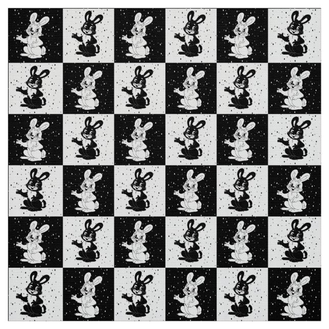 Tissu à damiers Lapin Noir Et Blanc (Échantillon)