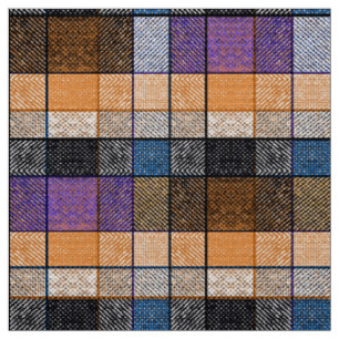 Tissu à damiers tartan plaid classique bleu noir lilas