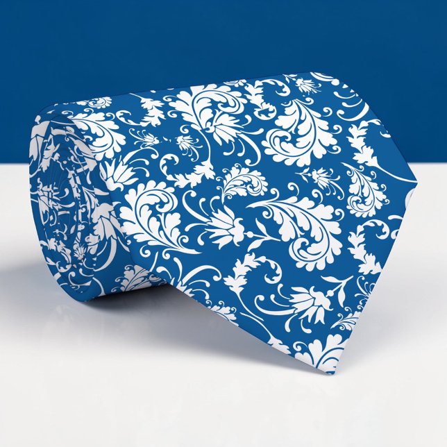 Tissu à fleurs bleu cravate personnalisée (Créateur téléchargé)