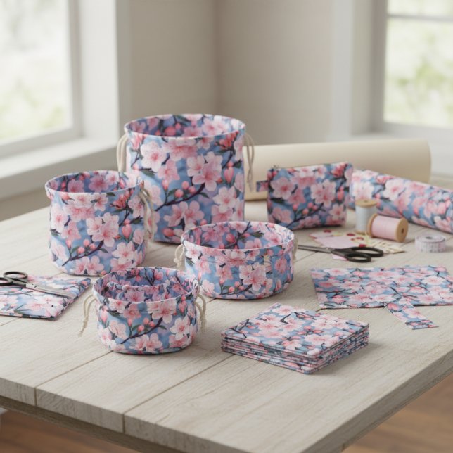 Tissu à l'aquarelle de fleur de cerisier Sakura ro (Pink Sakura Cherry Blossom Watercolor Fabric)