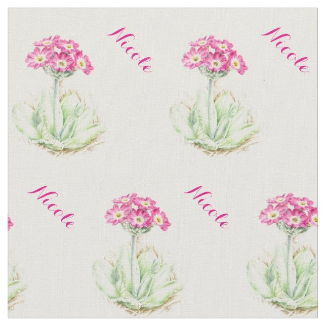 tissu à motif botanique à l'aquarelle primrose nom (Fermer)
