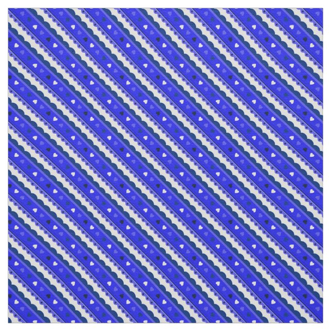Tissu à motif Cœurs et Dentelle/Bleu (Échantillon)