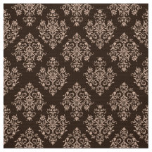 Tissu à motif Damassé brun Baroque orné