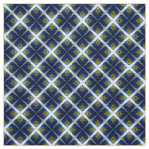 Tissu à motif de carreaux Glitch2 bleu de minuit b