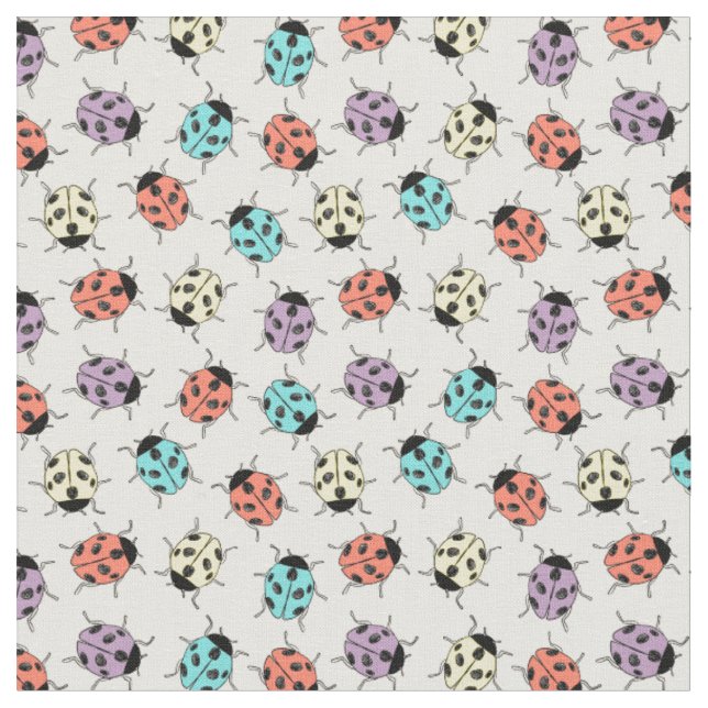 Tissu à motif de coccinelles colorées mignonnes  (Fermer)