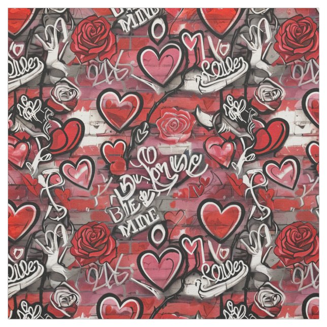 Tissu à motif de cœurs graffitis de la Saint-Valen (Échantillon)