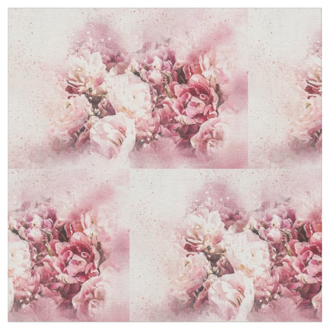 Tissu à motif de couture à l'aquarelle de rose ros (Fermer)