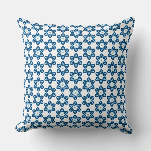 Tissu à motif de fleur bleu sarcelle Coussin de je (Recto)
